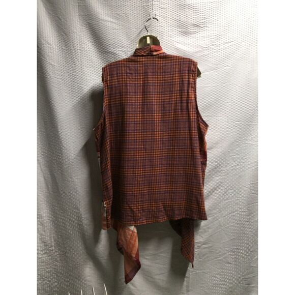 Cato Women’s Mixed Plaid Vest Duster – Orange & Purple – Size 18/20W - Picture 3 of 3